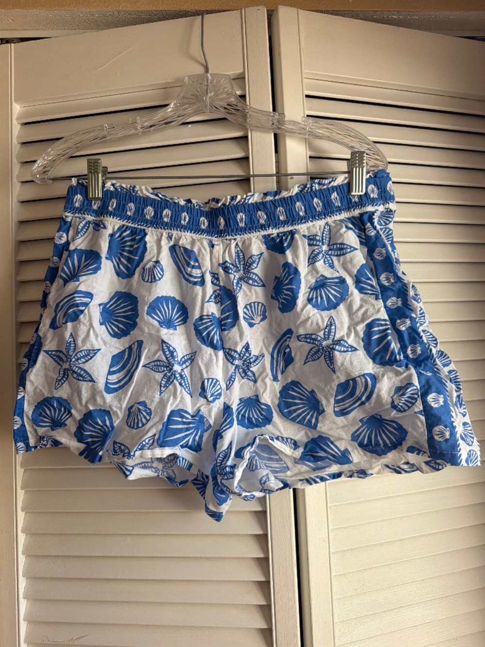 Calypso St. Barth White and Blue Shells Sleep Shorts